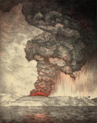Qu'est-ce qu'un exemple d'une éruption volcanique célèbre?