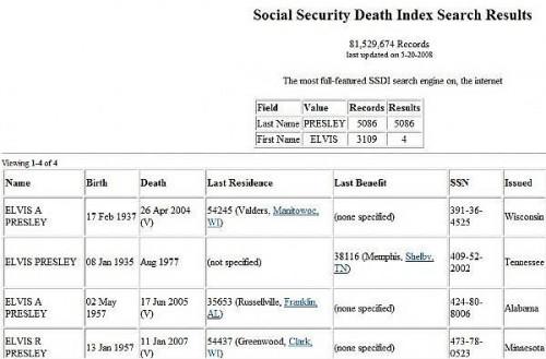 Comment utiliser le Social Security Death Index (SSDI) à la recherche de l'histoire familiale, Elvis, ou toute autre personne